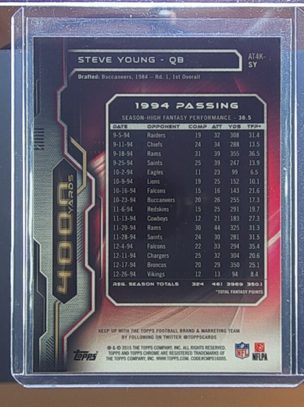 2015 Topps Chrome Steve Young #AT4K-SY 49ers All Time 4000 Yard Club - Image 3