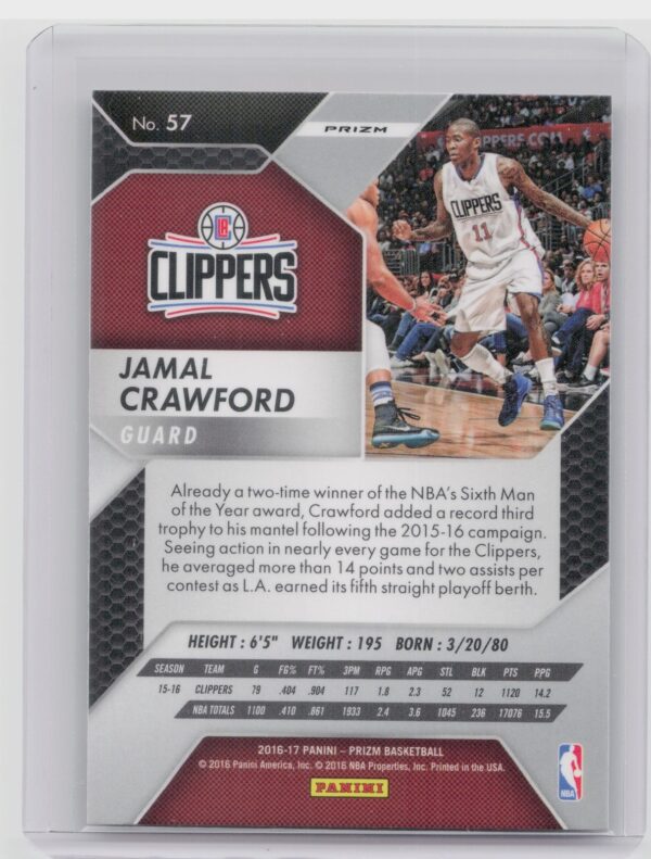 2016-17 Panini Prizm Jamal Crawford Starburst Prizms #57 Clippers - Image 3
