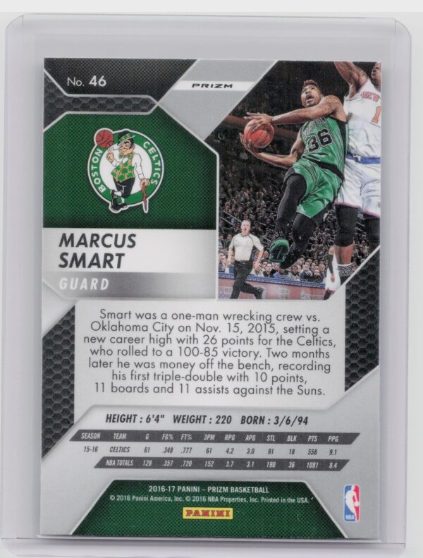2016-17 Panini Prizm Marcus Smart Silver Prizms #46 Celtics - Image 3