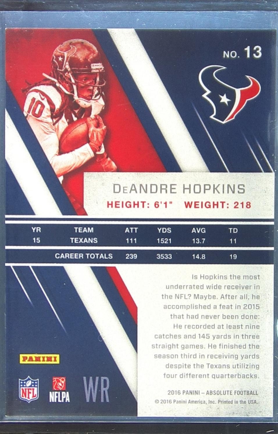 2016 Absolute DeAndre Hopkins Spectrum Green /25 #13 Texans - Image 3