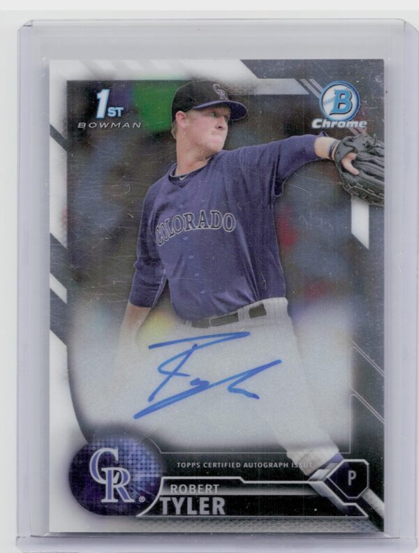 2016 Bowman Draft Robert Tyler AU #CDA-RT Rockies Chrome Draft Pick Autographs