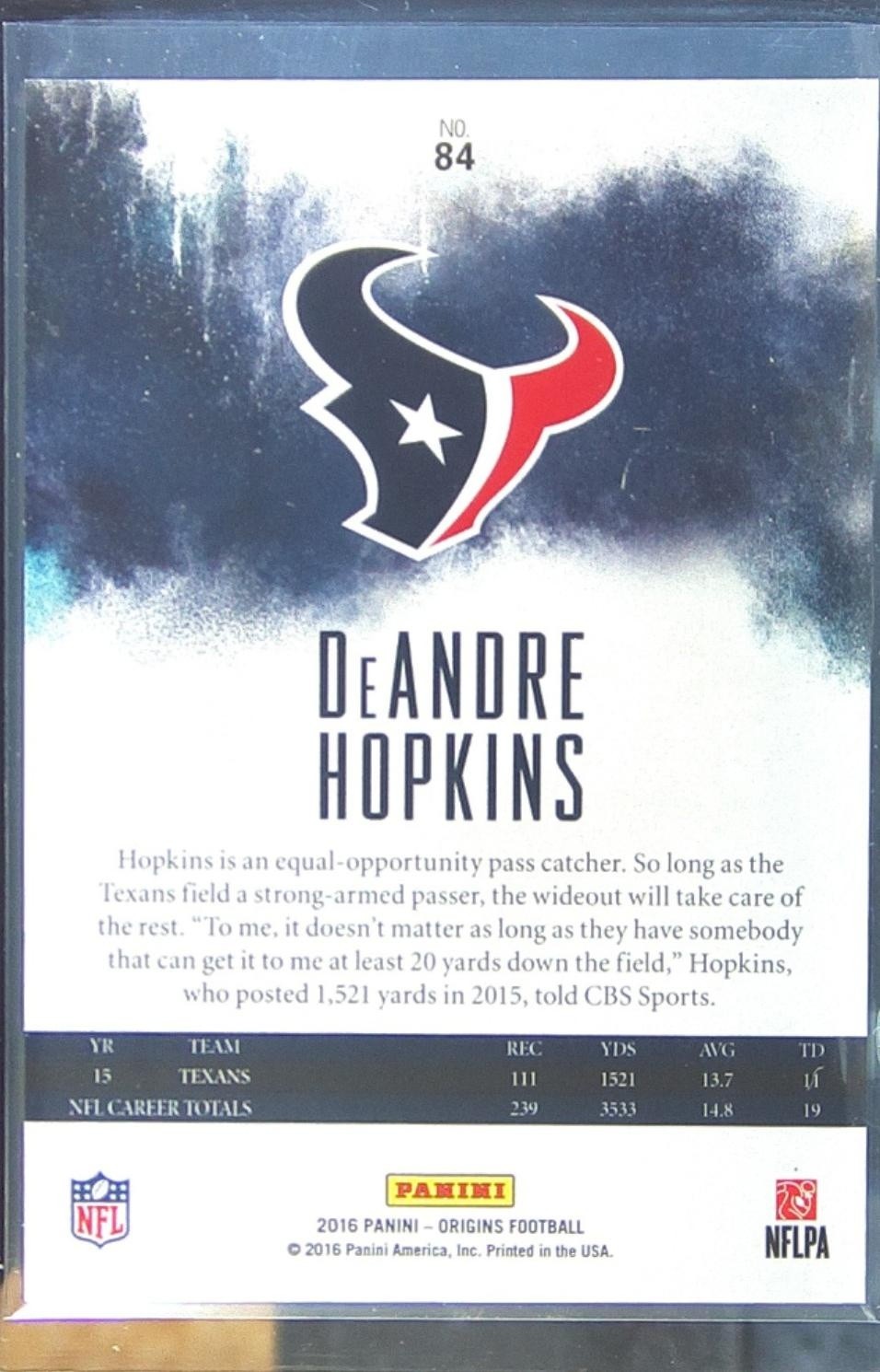 2016 Panini Origins DeAndre Hopkins Red #84 Texans - Image 3
