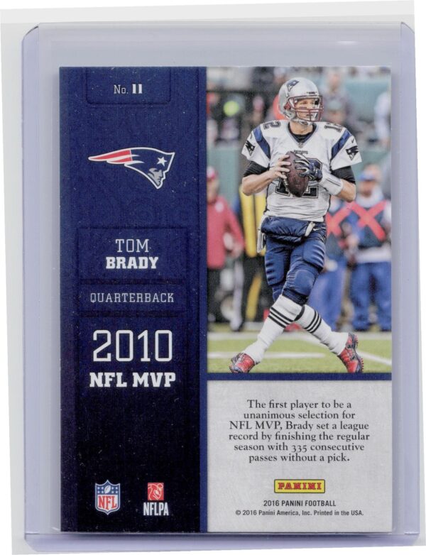 2016 Panini Tom Brady #11 Patriots Decorated - Image 3