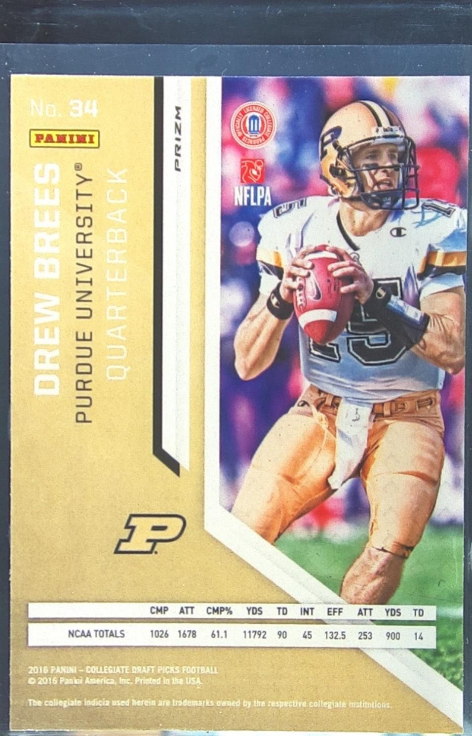 2016 Prizm Collegiate Draft Picks Drew Brees Prizms #34 Boilermakers - Image 3