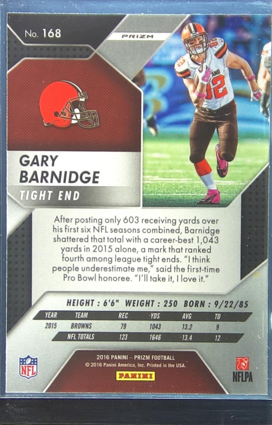 2016 Prizm Gary Barnidge Prizm #168 Browns - Image 3