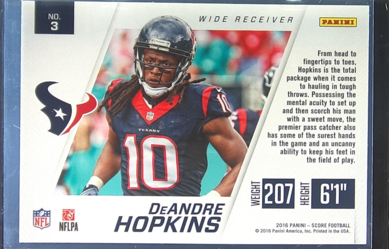 2016 Score DeAndre Hopkins #3 Texans Toe the Line Gold - Image 3