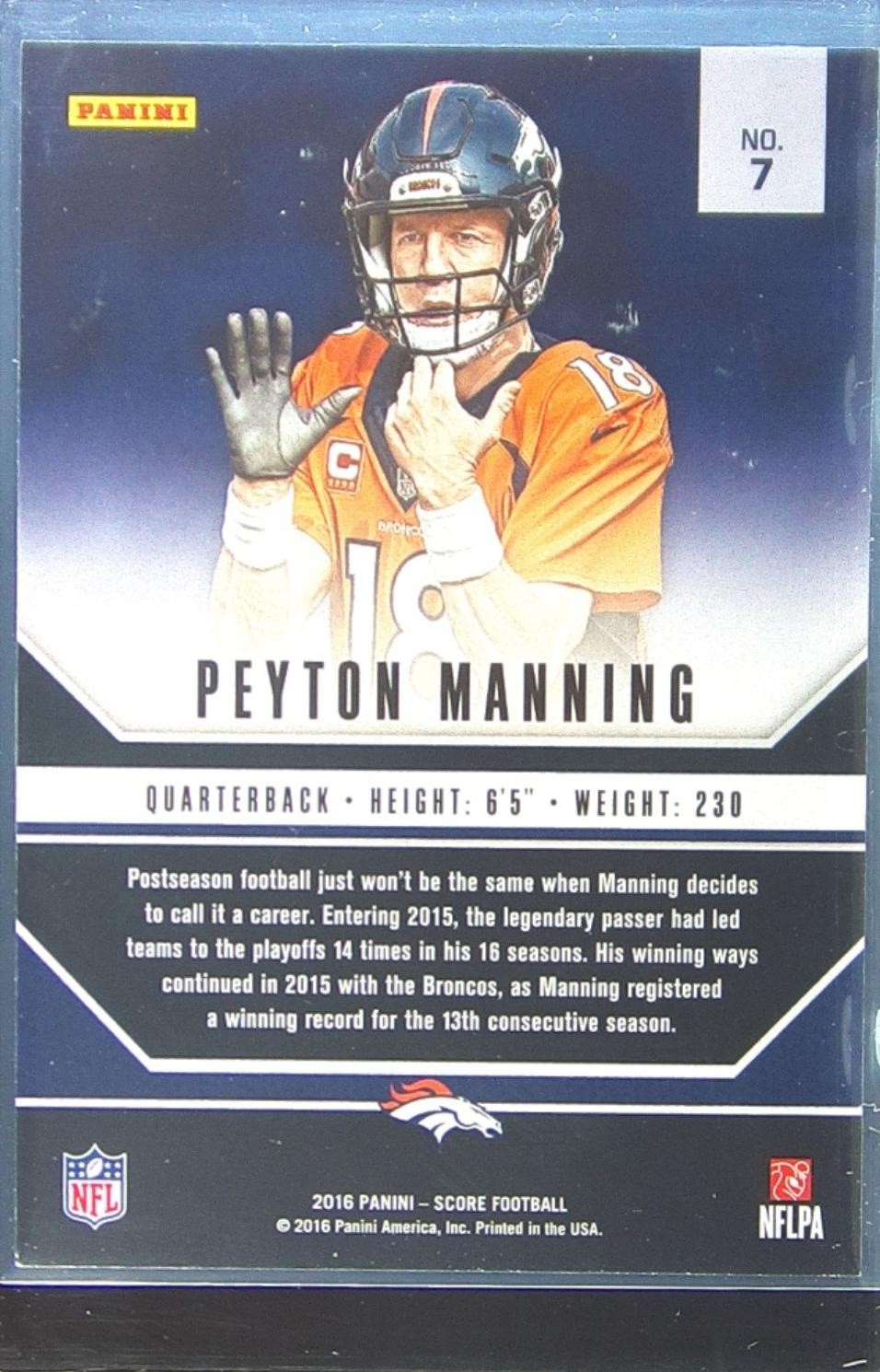 2016 Score Peyton Manning #7 Broncos Signal Callers - Image 3