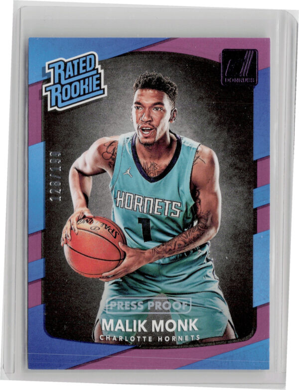 2017-18 Donruss Malik Monk Press Proof Purple SN199 #190 Hornets