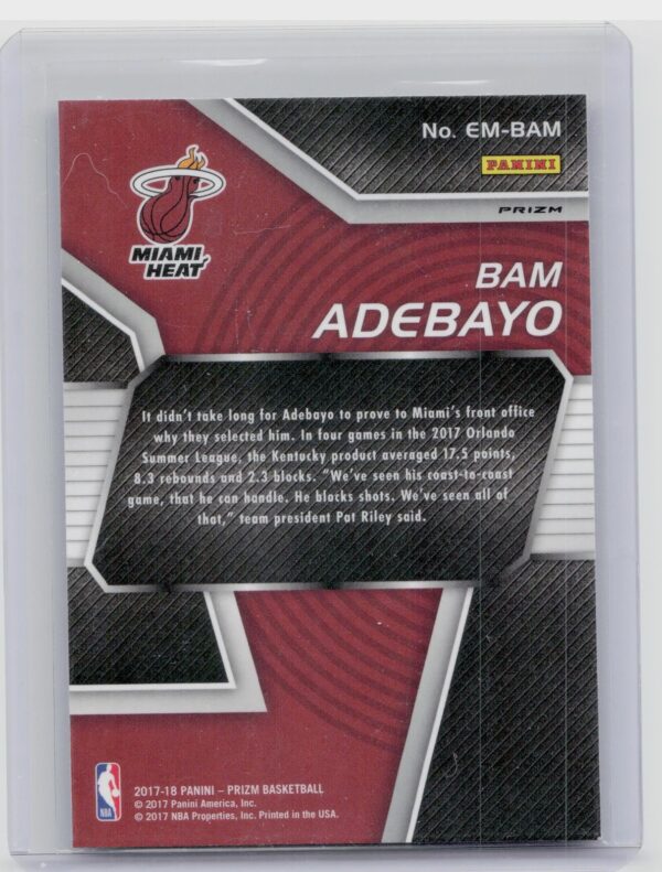 2017-18 Prizm Bam Adebayo Emergent Green Parallel #EM-BAM Heat - Image 3
