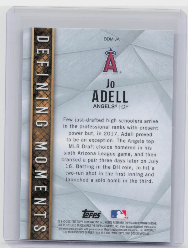 2017 Bowman Draft Jo Adell #BDM-JA Angels Bowman Defining Moments - Image 3