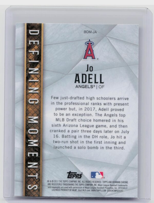 2017 Bowman Draft Jo Adell #BDM-JA Angels Bowman Defining Moments - Image 3