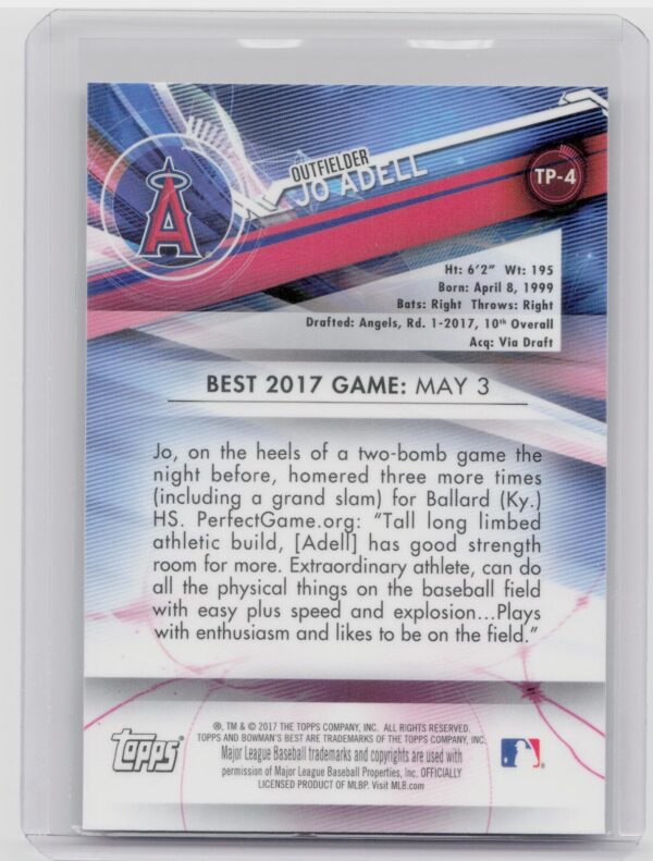 2017 Bowman's Best Jo Adell #TP-4 Angels Top Prospects - Image 3