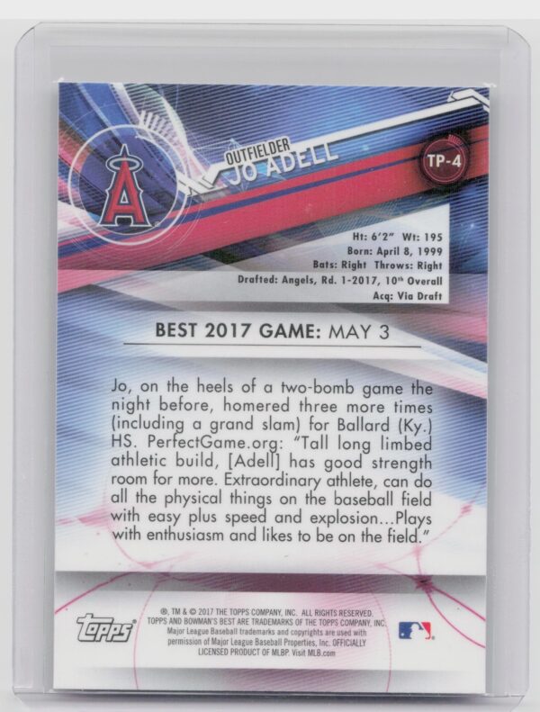 2017 Bowman's Best Jo Adell #TP-4 Angels Top Prospects - Image 3