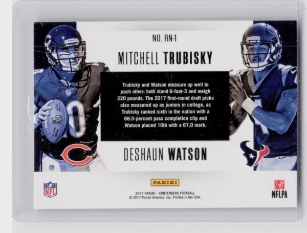 2017 Contenders Mitchell Trubisky / Deshaun Watson #RN-1 Texans Round Numbers - Image 3