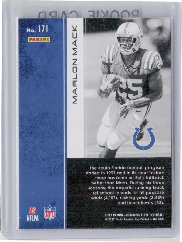 2017 Donruss Elite Marlon Mack Aspirations SN75 #171 Colts - Image 3