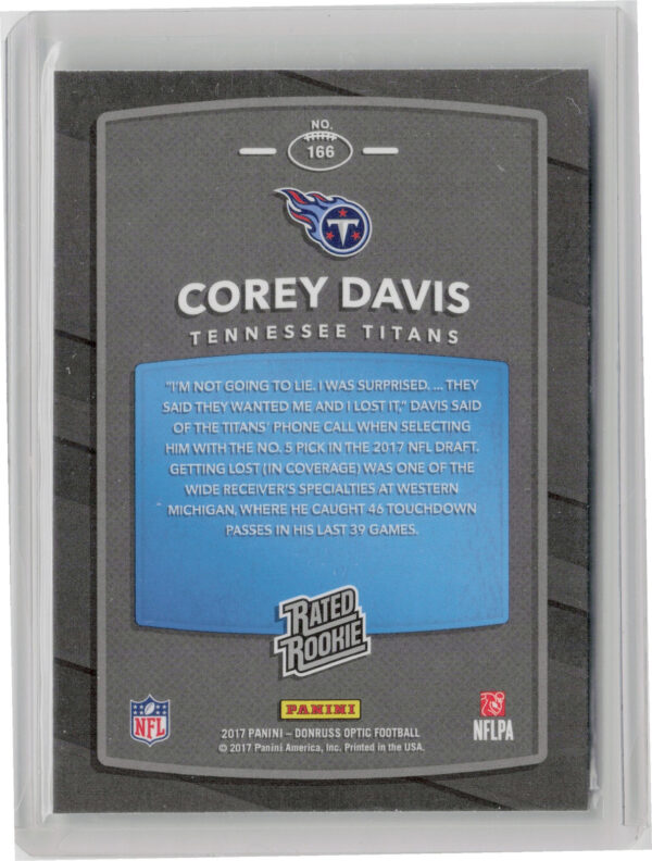 2017 Donruss Optic Corey Davis RC #166 Titans - Image 3