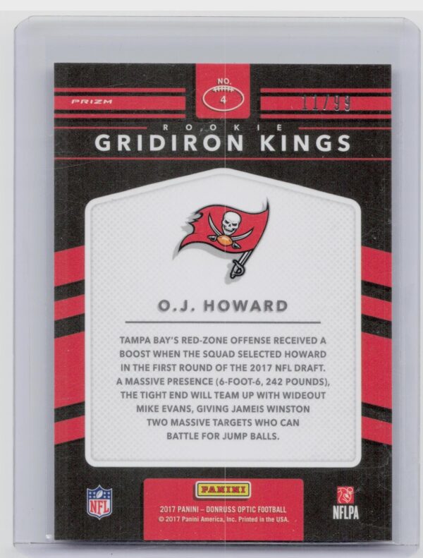 2017 Donruss Optic O.J. Howard /99 #4 Buccaneers Rookie Gridiron Kings Red - Image 3