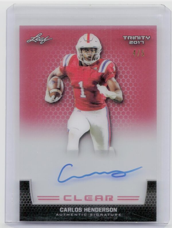2017 Leaf Trinity Carlos Henderson AU SN5 #CA-CH1 Bulldogs Clear Autographs Red