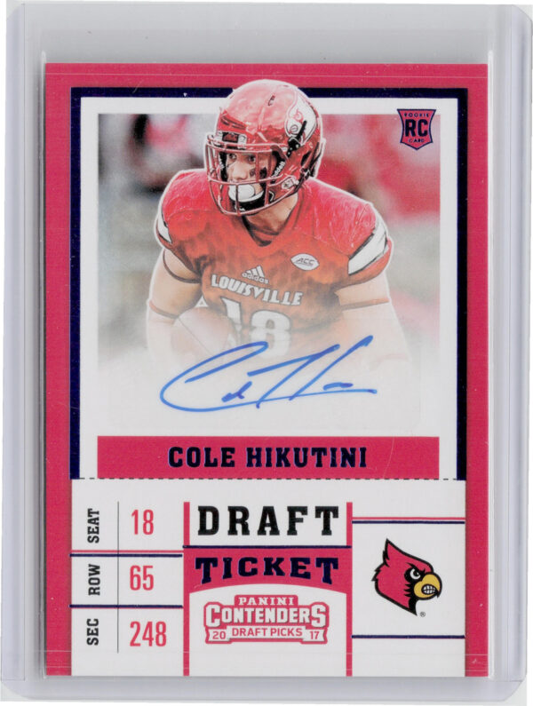 2017 Panini Contenders Draft Picks Cole Hikutini AU #182 Cardinals