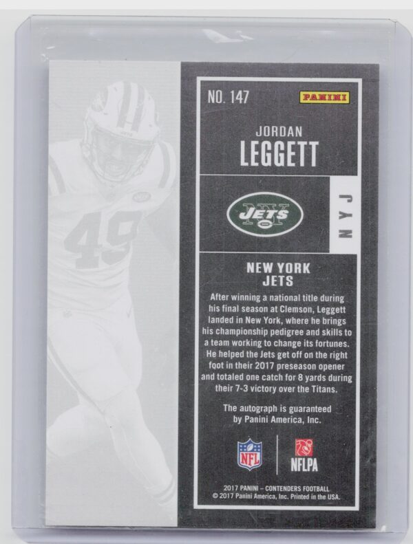 2017 Panini Contenders Jordan Leggett #147 Jets - Image 3