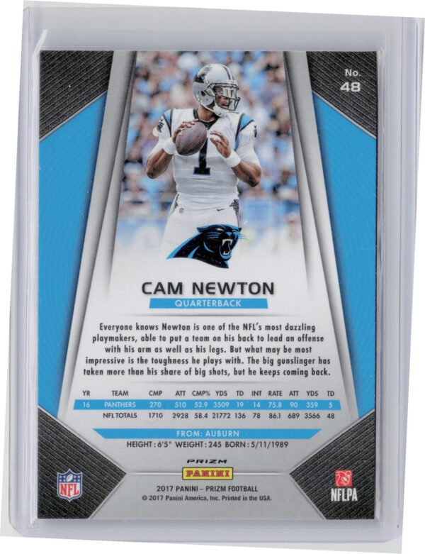 2017 Panini Prizm Cam Newton Prizm #48 Panthers - Image 3