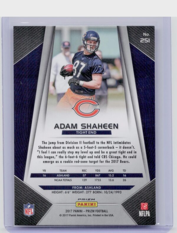 2017 Prizm Adam Shaheen Prizm #251 Bears - Image 3