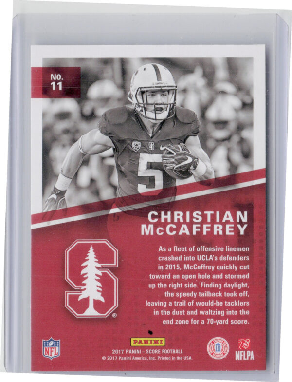 2017 Score Christian McCaffrey #11 Cardinal Hype - Image 3