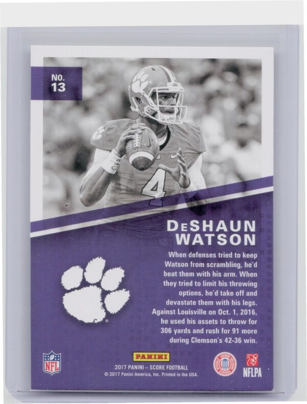 2017 Score Deshaun Watson #13 Tigers Hype - Image 3