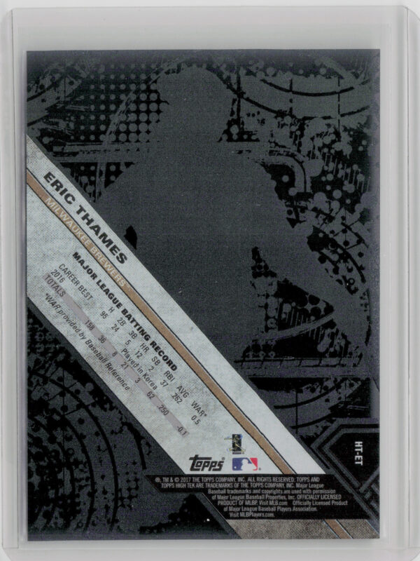 2017 Topps High Tek Eric Thames Blackout #HT-ET Brewers - Image 3