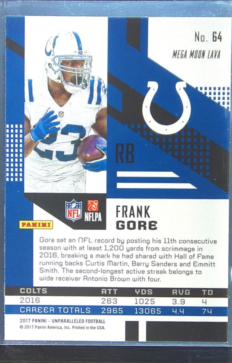 2017 Unparalleled Frank Gore #64 Colts - Image 3