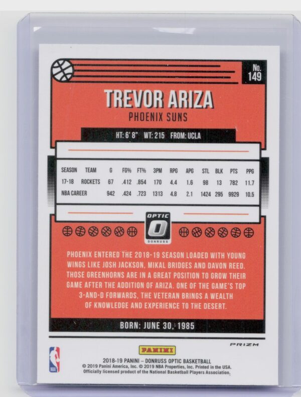 2018-19 Donruss Optic Trevor Ariza Holo #149 Suns - Image 3