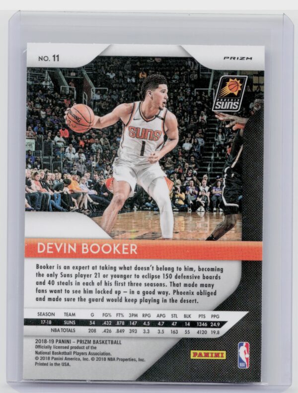 2018-19 Panini Prizm Devin Booker Prizms Silver #11 Suns - Image 3