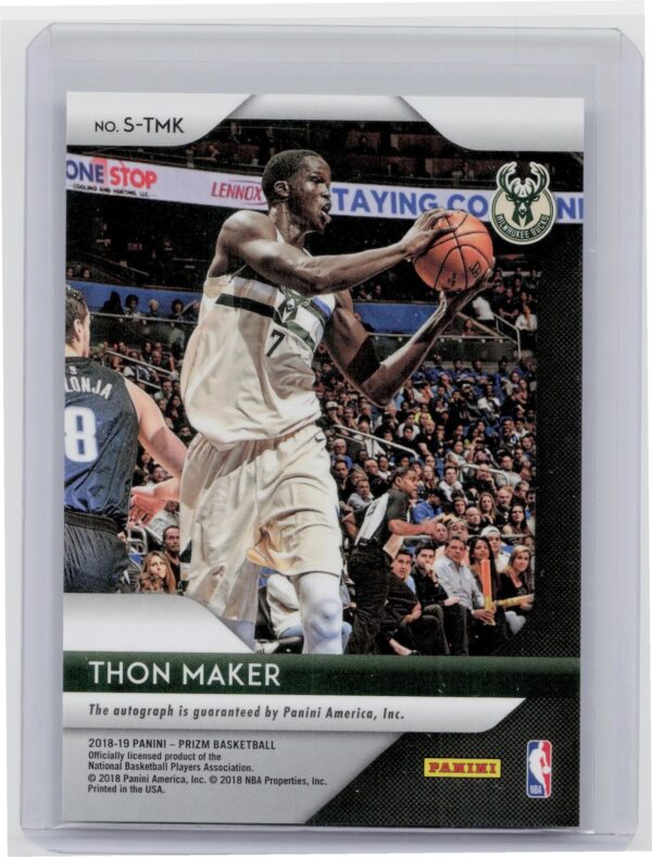 2018-19 Panini Prizm Thon Maker AU #S-TMK Bucks Signatures - Image 3