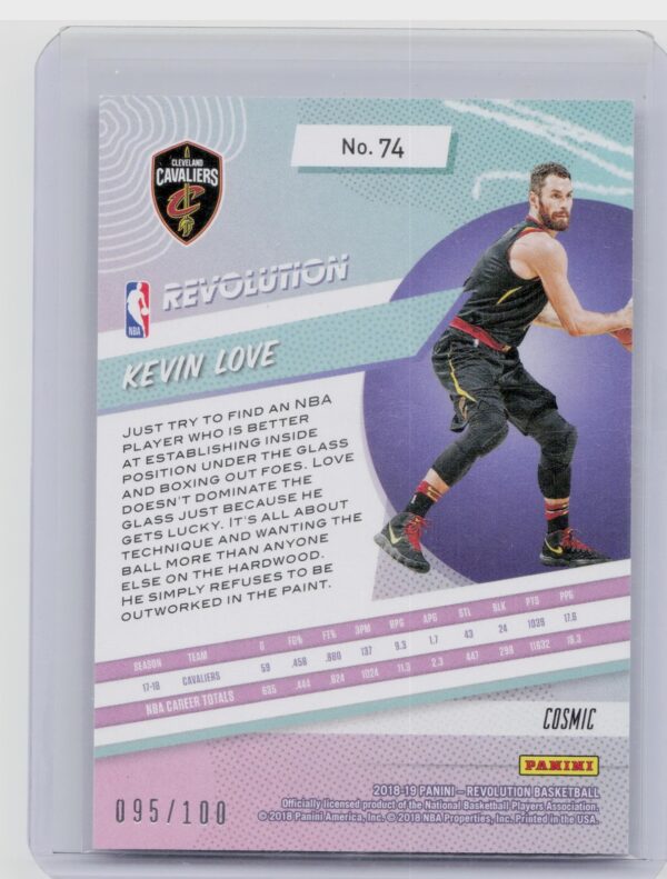 2018-19 Panini Revolution Kevin Love #74 Cavaliers - Image 3
