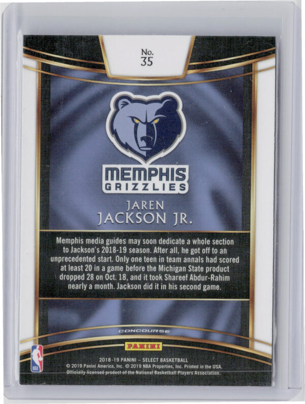 2018-19 Panini Select Jaren Jackson Jr. RC #35 Grizzlies - Image 3