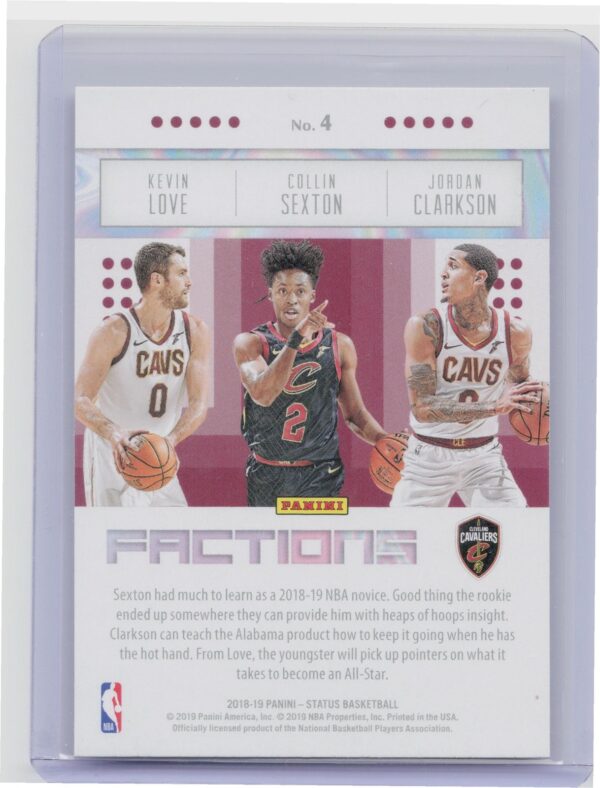 2018-19 Panini Status Jordan Clarkson / Collin Sexton / Kevin Love #4 Cavaliers - Image 3