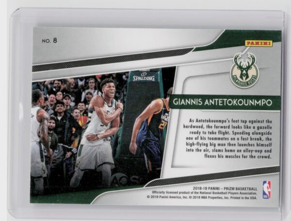 2018-19 Prizm Giannis Antetokounmpo #8 Bucks Get Hyped! Silver - Image 3