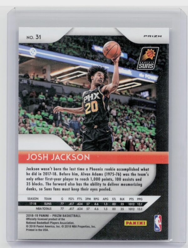 2018-19 Prizm Josh Jackson Prizms Ruby Wave #31 Suns - Image 3