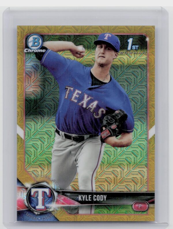 2018 Bowman Kyle Cody SN50 #BCP62 Rangers Chrome Prospects Mojo Refractor Gold