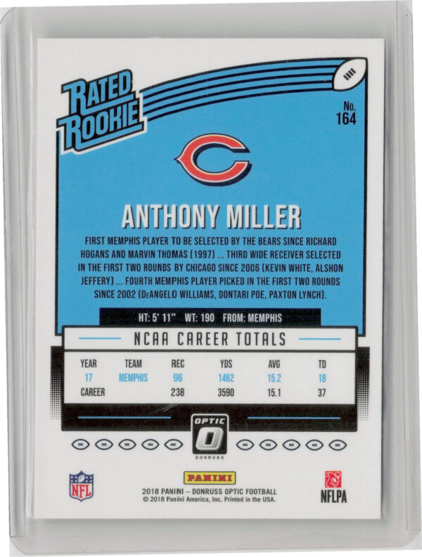 2018 Donruss Optic Anthony Miller RC #164 Bears - Image 3