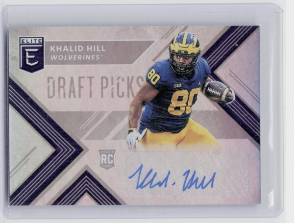 2018 Panini Elite Draft Picks Khalid Hill AU #186 Wolverines Draft Picks Autogra
