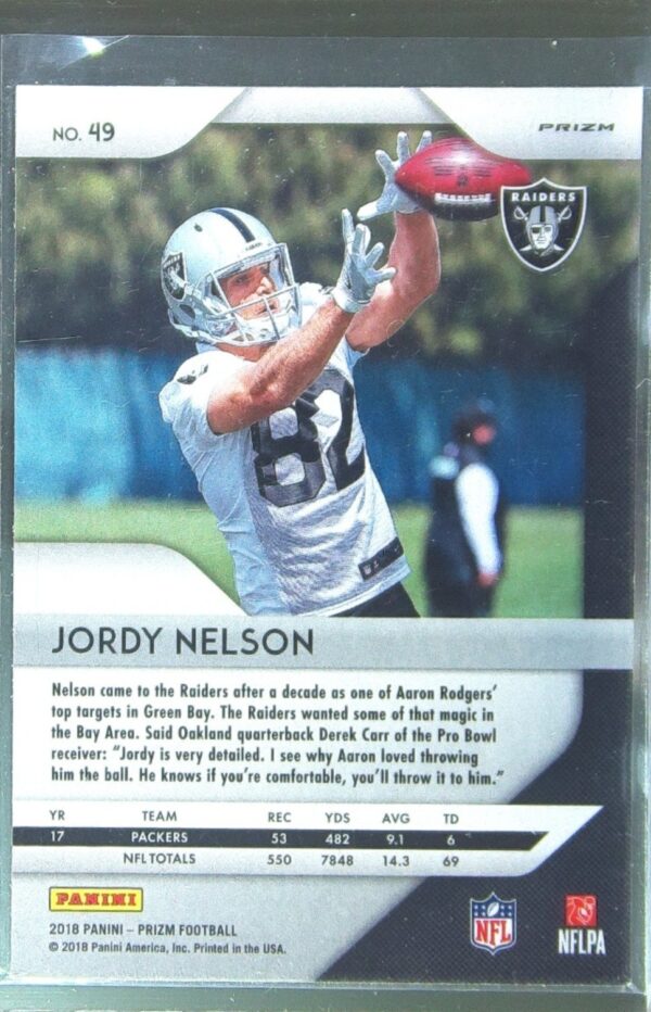 2018 Prizm Jordy Nelson Prizm Blue Lazer #49 Raiders - Image 3