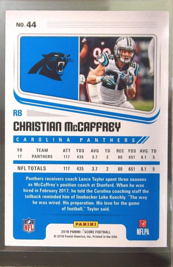 2018 Score Christian McCaffrey #44 Panthers - Image 3