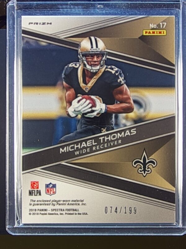 2018 Spectra Michael Thomas /199 JSY #17 Saints Sunday Spectacle - Image 3