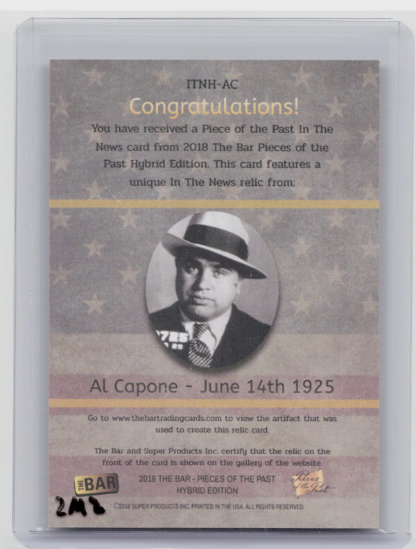2018 The Bar Pieces of the Past Hybrid Edition:  Al Capone - Image 3