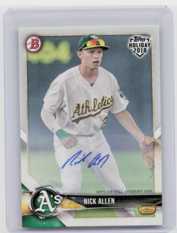 2018 Topps Holiday Bowman Nick Allen AU SN99 #TH-NA Athletics Prospects Autograp