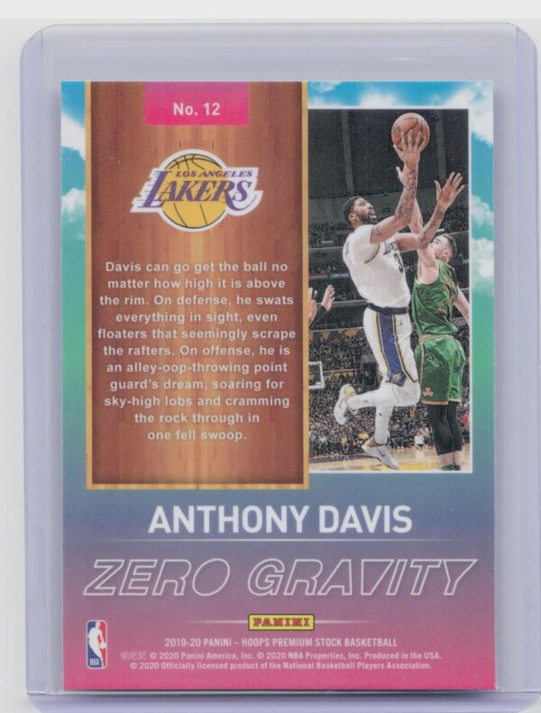 2019-20 Hoops Premium Stock Anthony Davis #12 Lakers Zero Gravity - Image 3