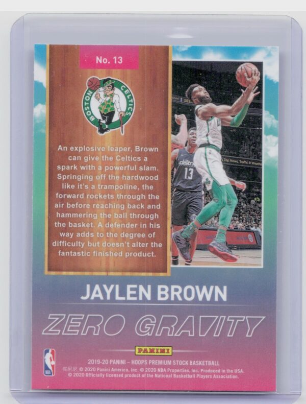 2019-20 Hoops Premium Stock Jaylen Brown #13 Celtics Zero Gravity - Image 3