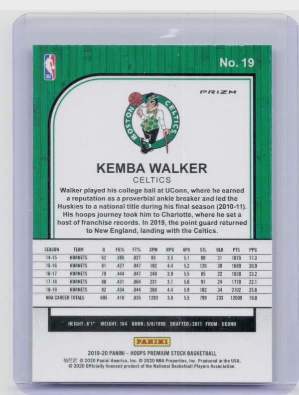 2019-20 Hoops Premium Stock Kemba Walker Prizms Teal #19 Celtics - Image 3