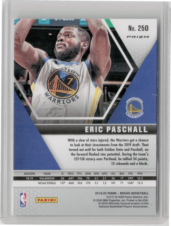 2019-20 Panini Mosaic Eric Paschall Reactive Orange #250 Warriors - Image 3